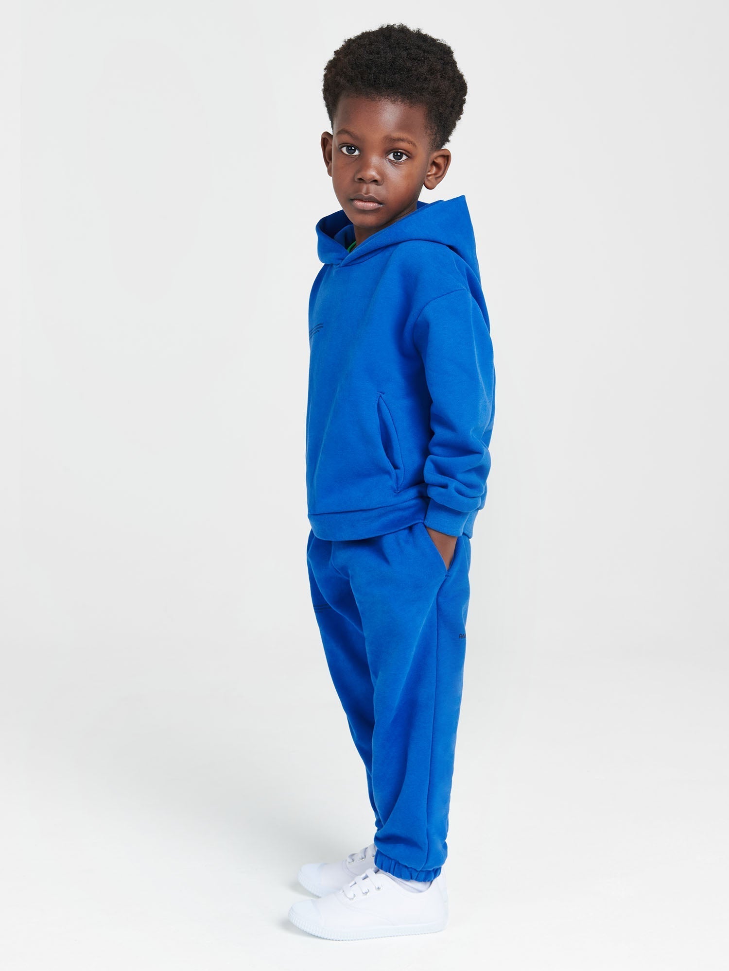 Kids Organic Cotton Hoodie Cobalt Blue Model