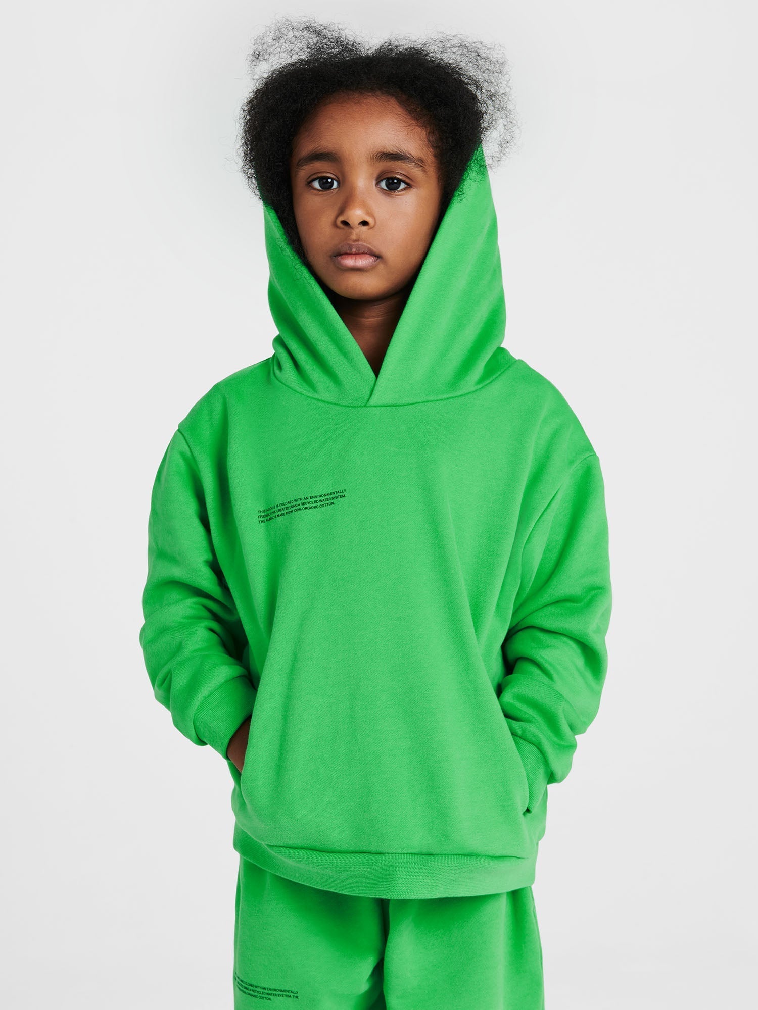 Kids Organic Cotton Hoodie Jade Green Model