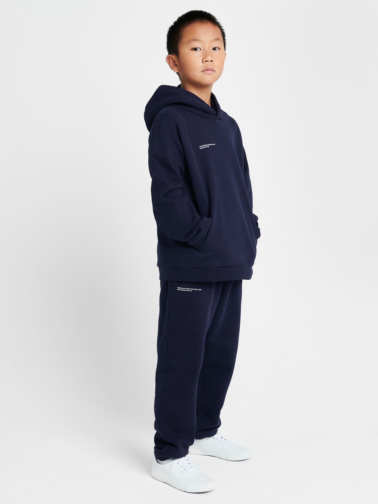 Kids Organic Cotton Hoodie Navy Model