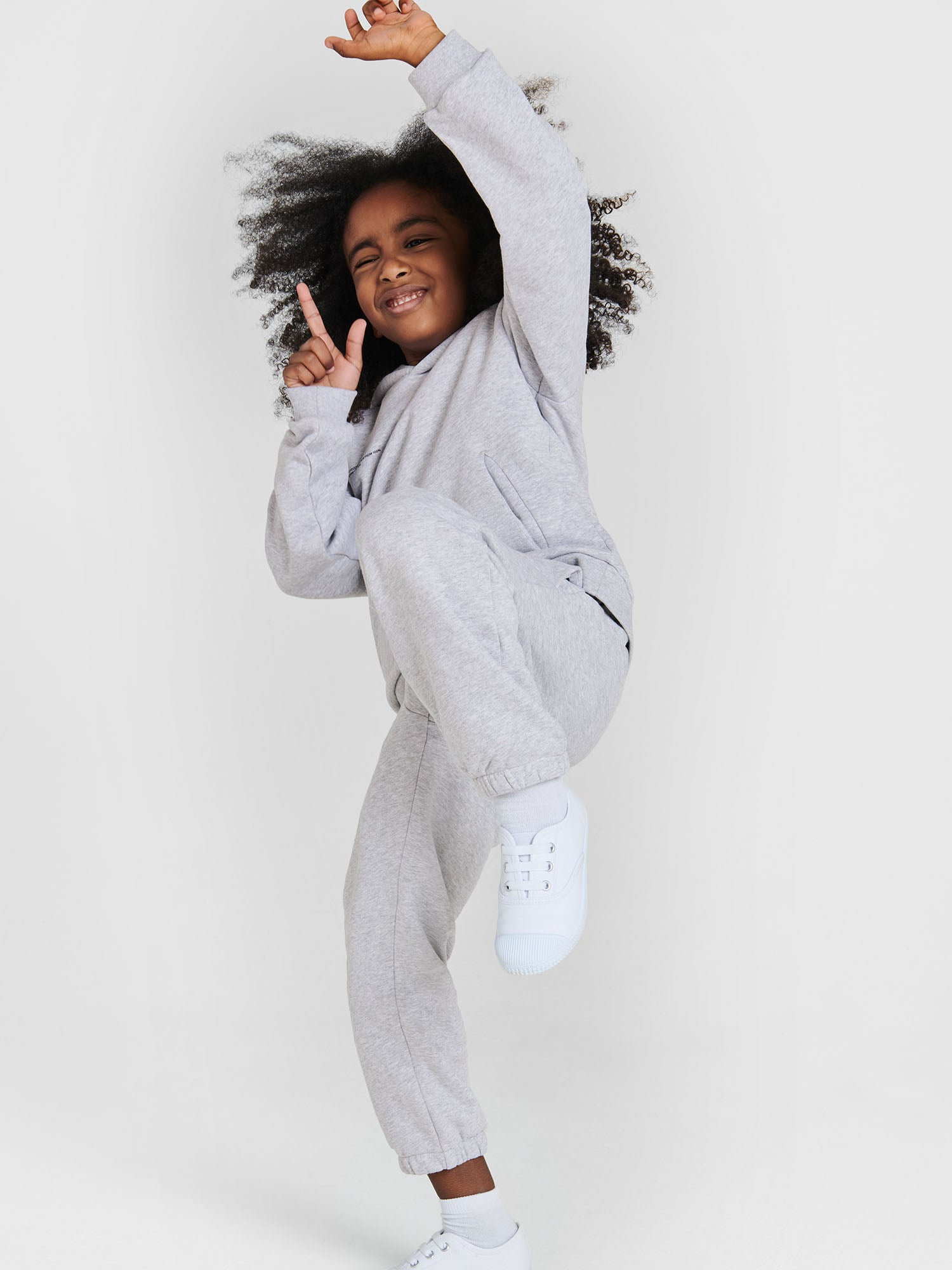 Kids Organic Cotton Hoodie Pale Grey Melange Model