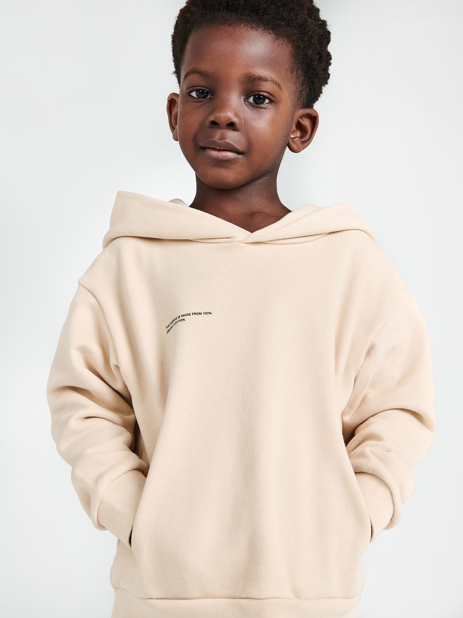 Kids Organic Cotton Hoodie Sand Model