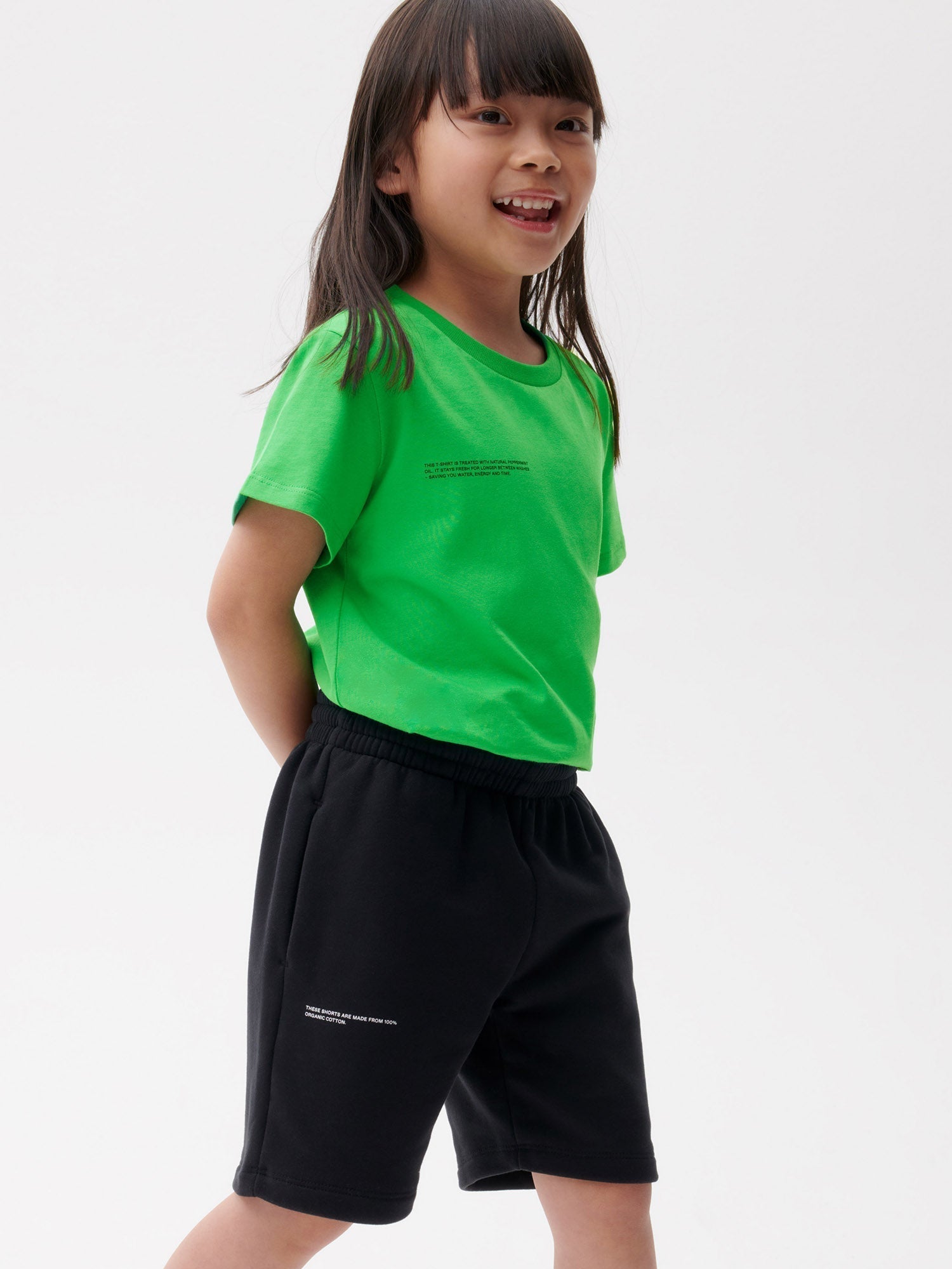 Kids Organic Cotton Long Shorts Black