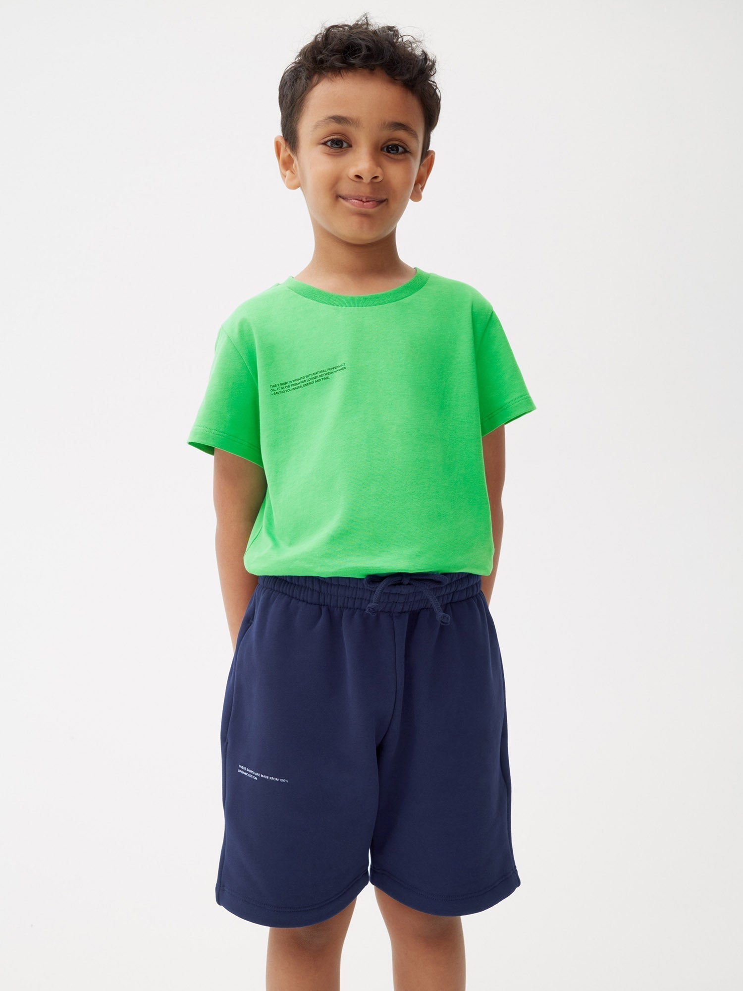 Kids Organic Cotton Long Shorts Navy Blue