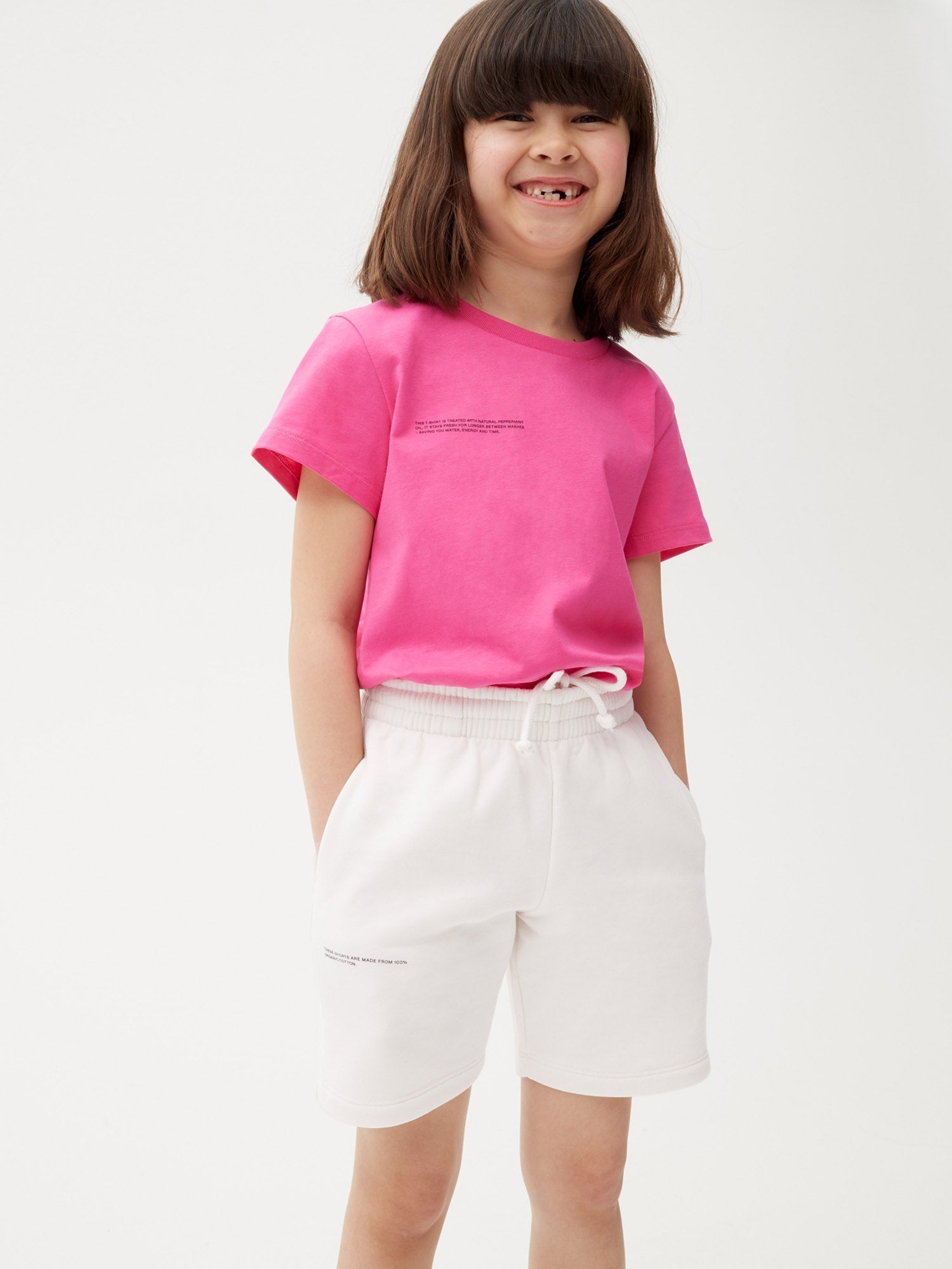 Kids Organic Cotton Long Shorts Off White