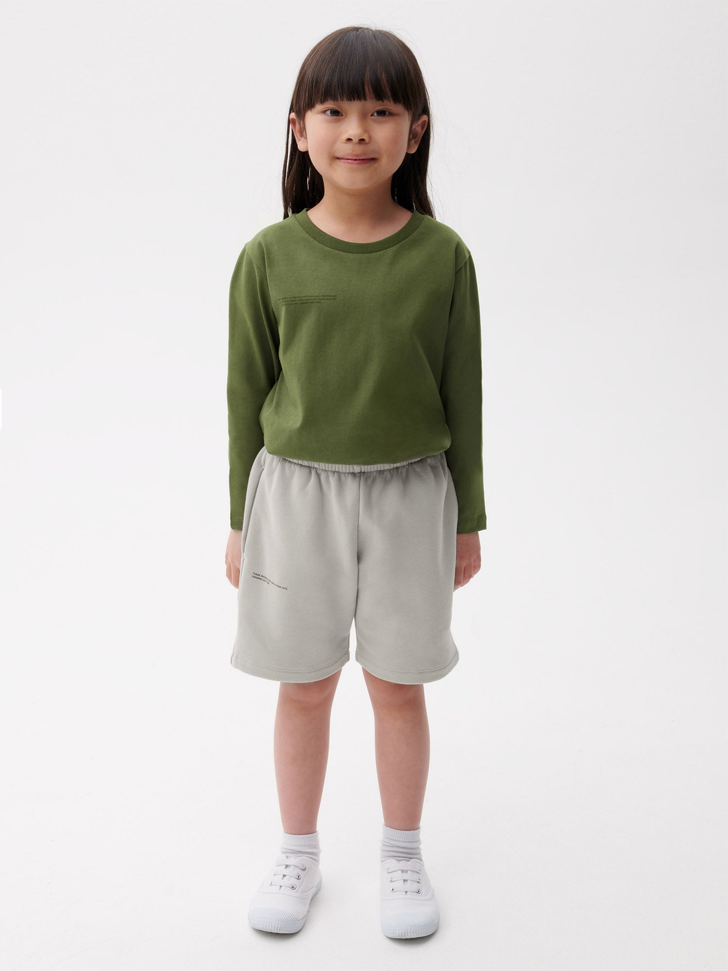 Kids Organic Cotton Long Shorts Stone