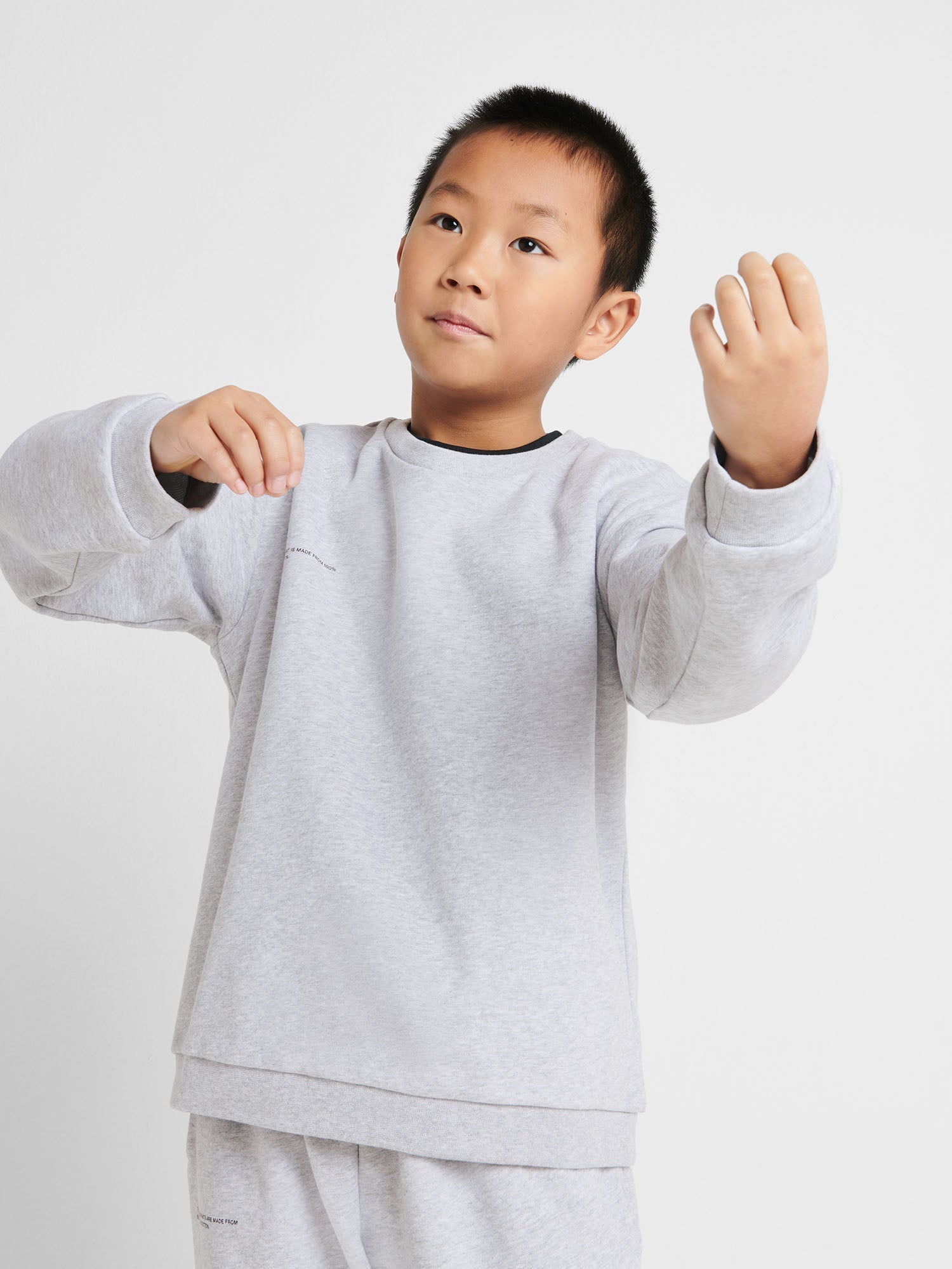 Kids Organic Cotton Sweatshirt Pale Grey Melange Model