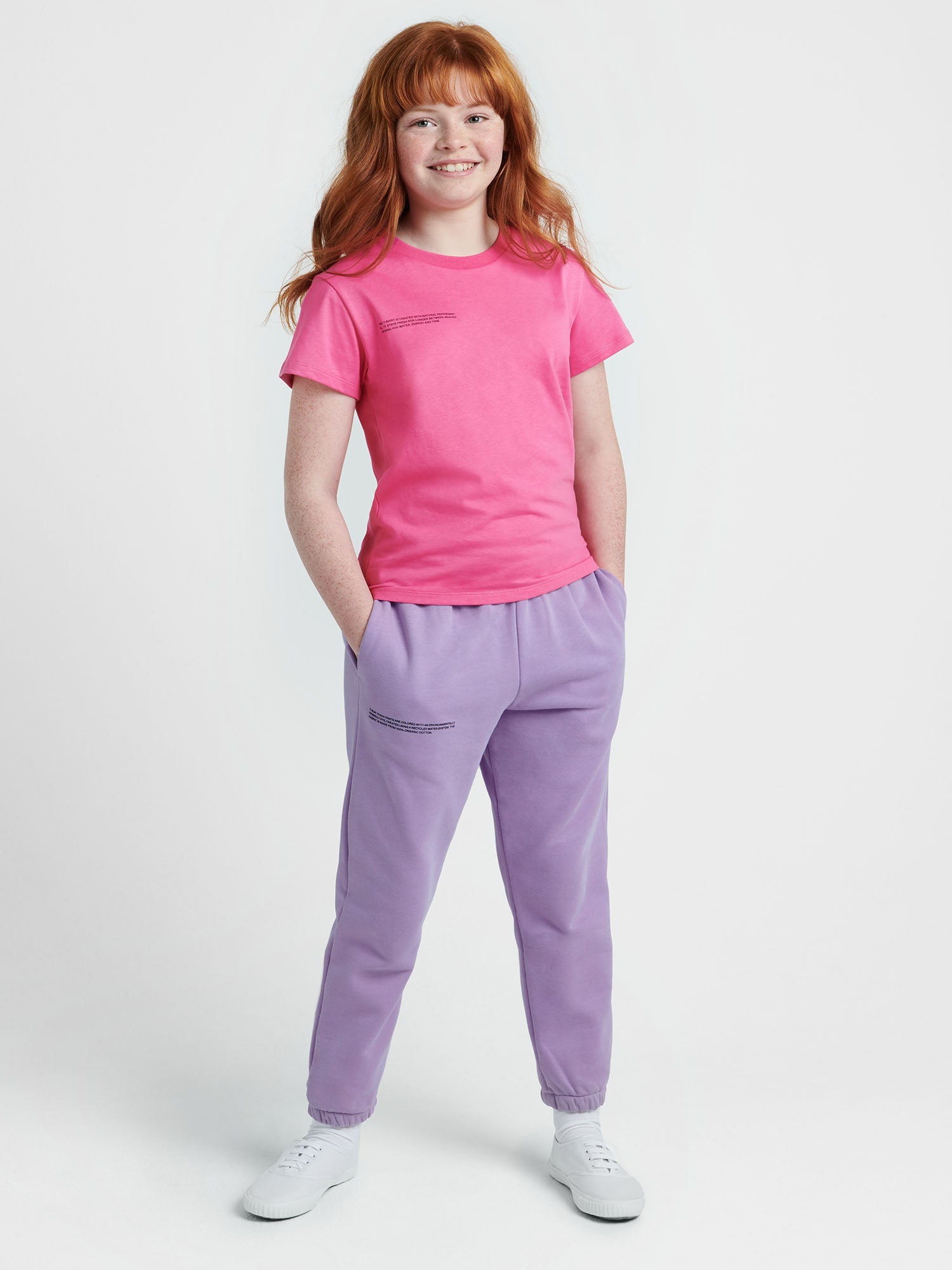 Kids Organic Cotton Trackpants Orchid Purple Model