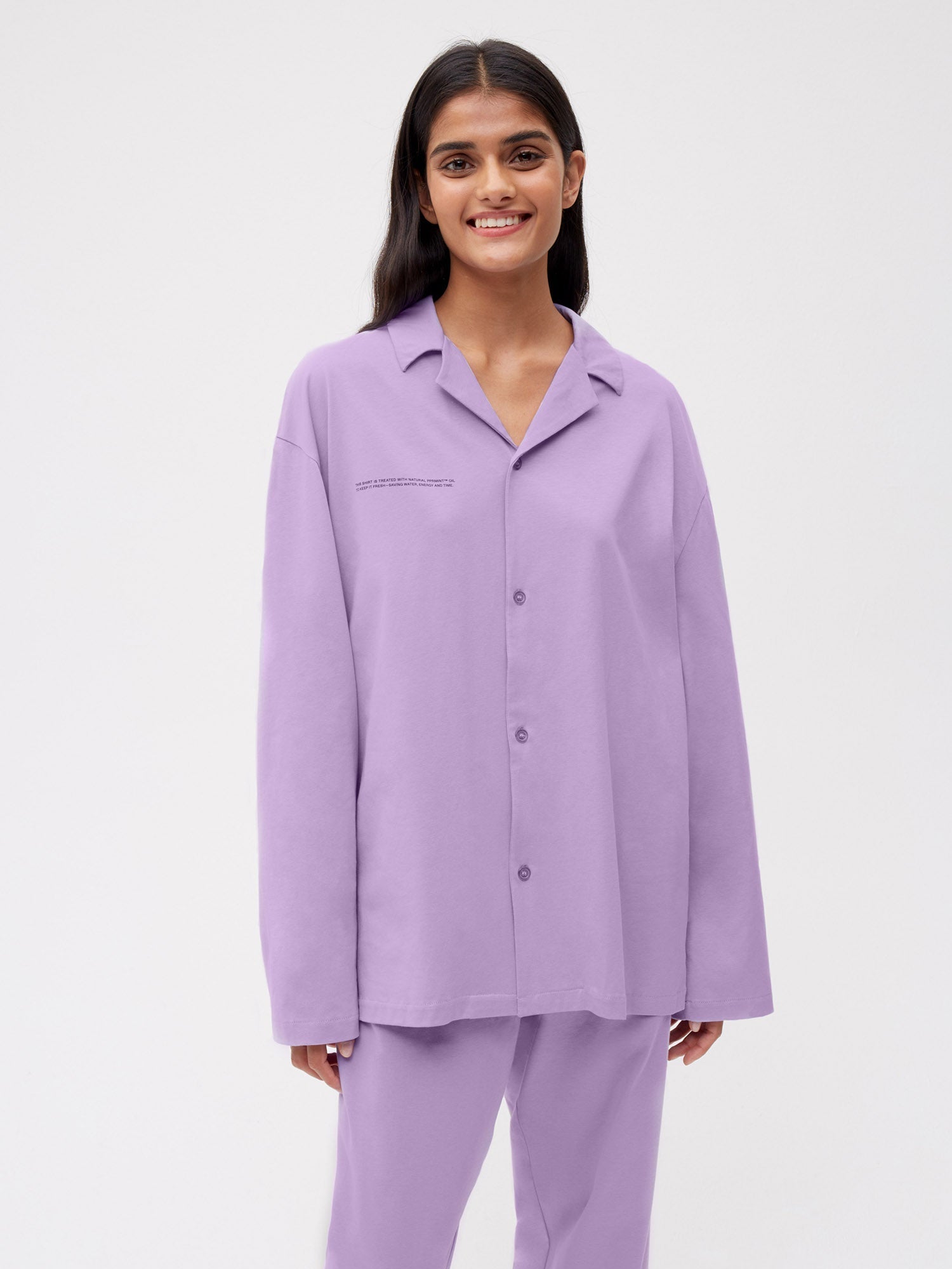 Organic Cotton Button Down Pajama Top Orchid Purple Female