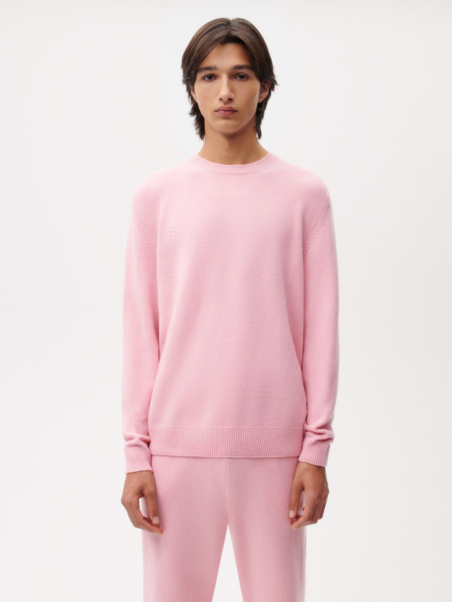 Recycled Cashmere Crewneck Sweatshirt—sakura pink male