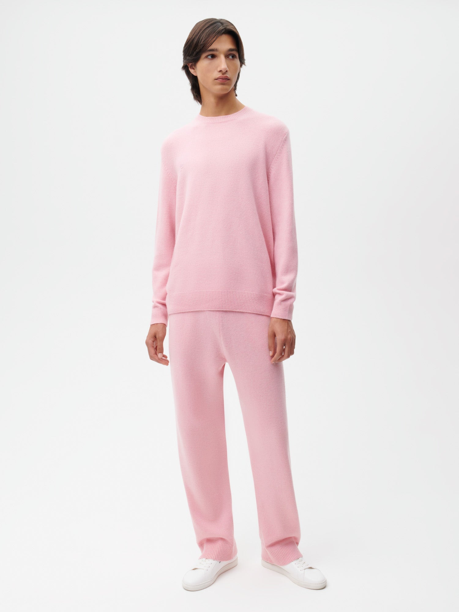 Recycled Cashmere Loose Track Pants—sakura pink male