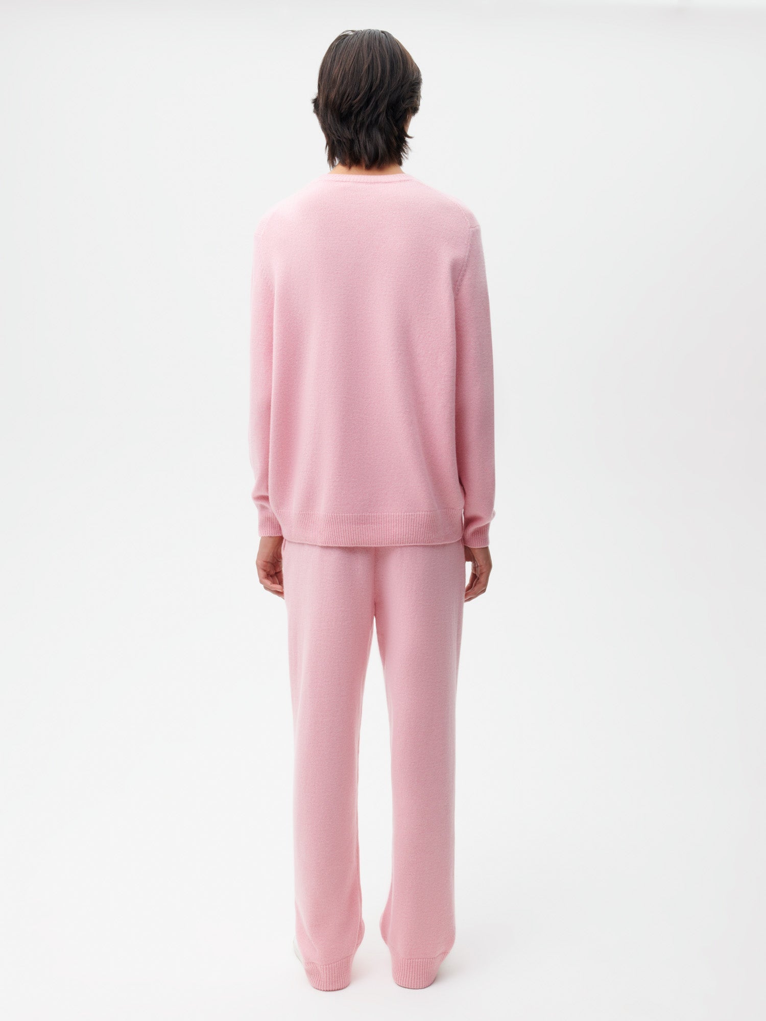 Recycled Cashmere Loose Track Pants—sakura pink male