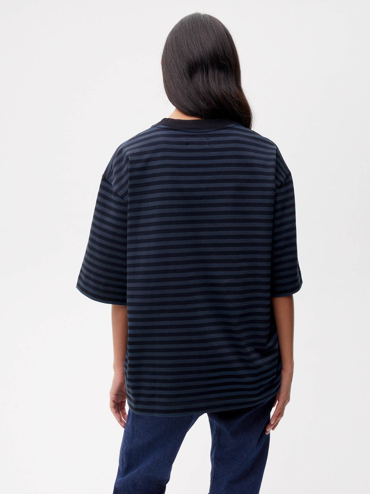 Recycled Cotton Stripe Boxy T-Shirt Female