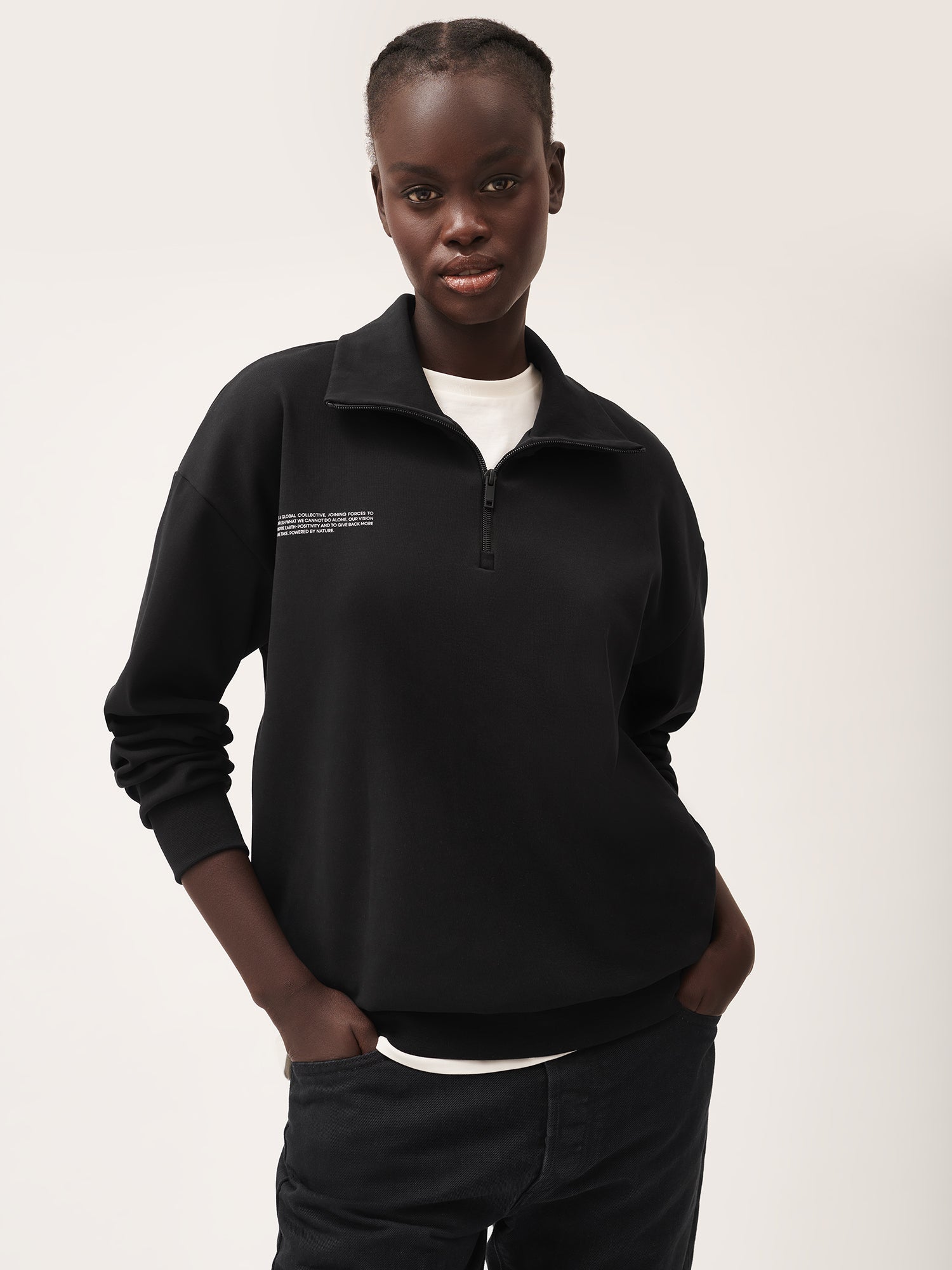 Recycled_and_Organic_Cotton_Half_Zip_Funnel_Neck_Sweatshirt_Black-female-1