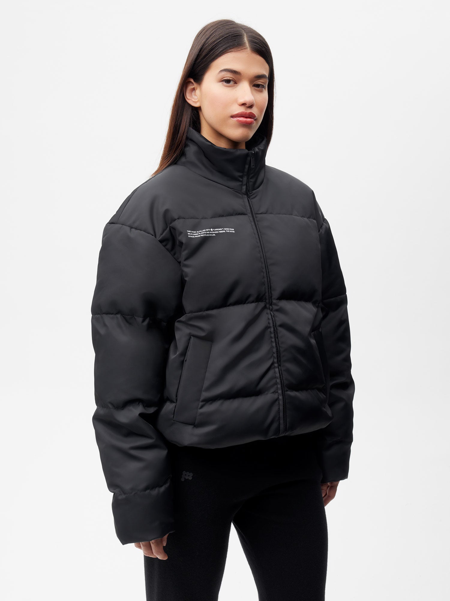 Recycled-Nylon-FLWRDWN-Bomber-Jacket-Black-Female-1