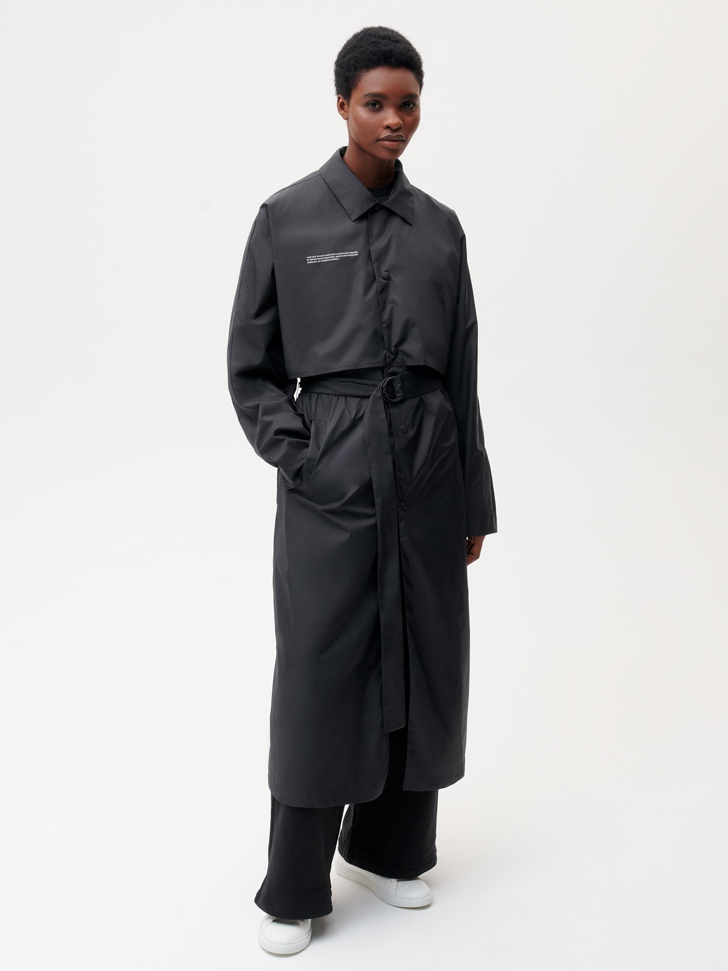 Recycled Nylon Trench Coat—black female